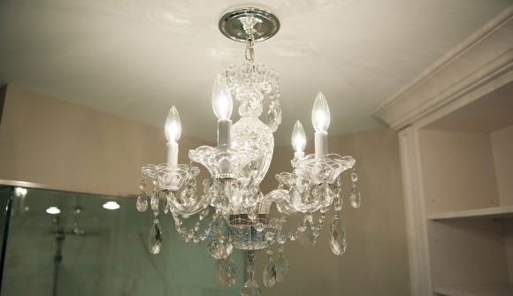 Bathroom reno - chandelier